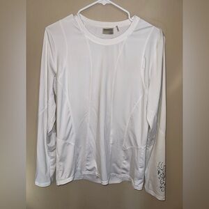 Athleta Women’s‎ Large White Nylon Long Sleeve Athletic Shirt Run Athleisure Gym